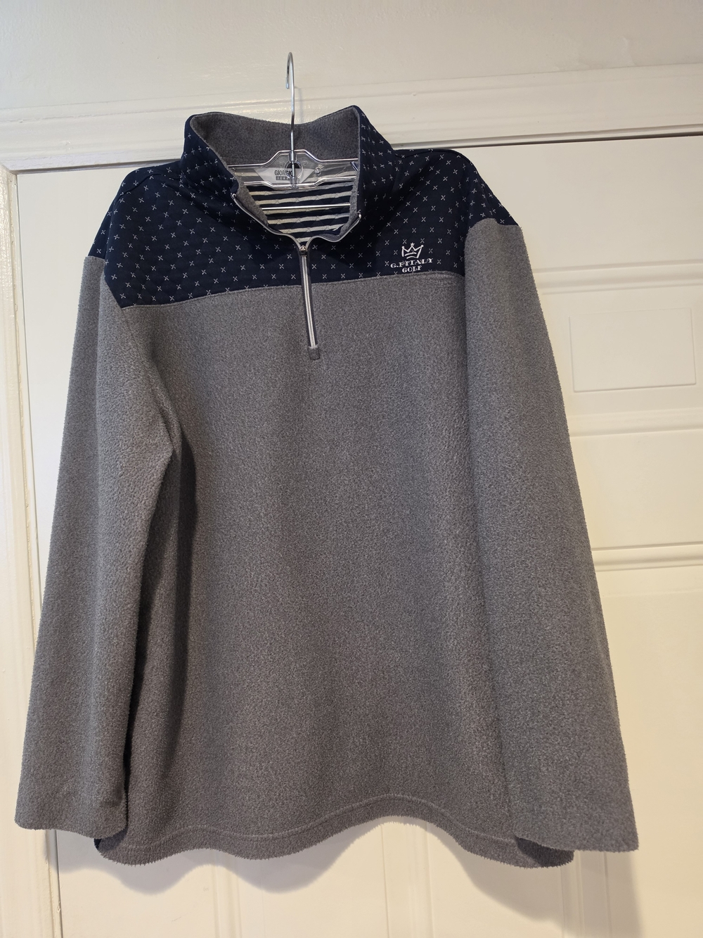 Giorgio Ferri Gray & Navy Quarter-Zip Fleece Pullover